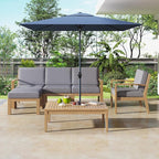 Merax 6 Pieces Sectional Sofa Solid Acacia Wood Frame Outdoor Conversation Furniture Sets with Coffee Table and Removable Cushion for Garden Backyard Patio and Poolside, Grey