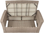 4-Piece Rattan Patio Furniture Sets, All Weather Outdoor Sectional Sofa Loveseat with Ottoman,Soft Cushions&Glass Table w/Shelf, Wicker Conversation Couch for Garden Backyard, Onesize, Gray