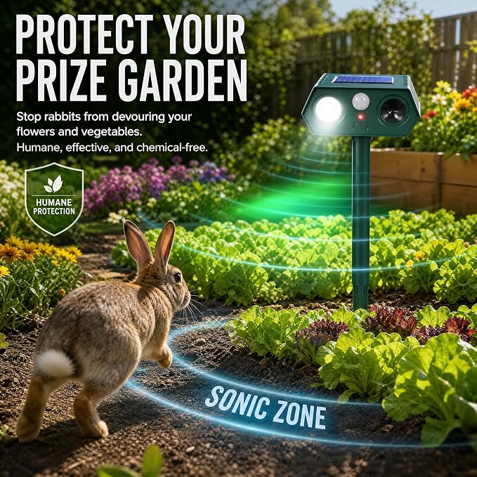 2026 Sonic Fortress Pro Deer Repellent Devices, Racoon Repellent Outdoor Squirrel Fortress Pro Animal Repeller Cat Deterrent with Motion Sensor&Flash Light to Scare Skunk Rabbit Out of Garden Yard(2)