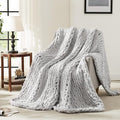L'AGRATY Chunky Knit Blanket Throw: 72''x84'' Chenille Chunky Knitted Throw Blanket for Bed Couch - Handmade Thick Big Cable Knit Blanket - Large Chunky Crochet Rope Blanket for Home Decor(Grey)