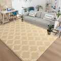 Chicrug Shag Geometric Modern Area Rug for Living Room, 3x5 Feet Large Memory Foam Indoor Carpet, Fluffy Rug for Bedroom Bedside Room Decor for Family Girls Kids Nursery, Beige/White
