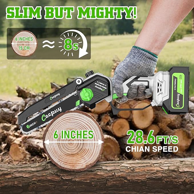 2-in-1 Brushless Electric Pole Saws for Tree Trimming,6 Inch Cordless Mini Chainsaw with Extension Pole and 2 x 4000mAh Batteries, Pole Chain Saw Gift for Men Dad Husband Fathers Gardener 2025