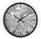Mozingo ~ Wine Clock for Kitchen Bar Wall It's Wine O'clock Silent Time Gift Home Decor Made In USA, 10" (Hour Marks - Lines, Clock Frame Color - Black, Wine Theme #06)