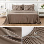 Bedsure Full Size Comforter Sets - 7 Pieces Pintuck Bed Set Full Size, Brown Full Size Bed in a Bag with Comforter, Sheets, Pillowcases & Shams