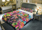 Sunnycitron 3D Colorful Mushroom Comforter set Colorful Mushroom Bedding Full size Mushroom Eyes Pattern Print Comforter Sets- All-Season (1 Comforter + 2 Pillowcases),Easy-Wash Fade Resistant