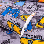 Btargot Gaming Stone Pattern Comforter Set for Boys Girls Kids, 3 Pieces Reversible Skateboard Game Console Flame Painting Bedding Set, Grey Full