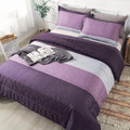 Andency Stripe Comforter Set Full Size (79x90 Inch), 3 Pieces Purple and Gray Patchwork Striped Comforter, Soft Microfiber Down Alternative Comforter Bedding Set with Corner Loops