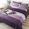 Andency Stripe Comforter Set Queen Size (90x90 Inch), 3 Pieces Purple and Gray Patchwork Striped Comforter, Soft Microfiber Down Alternative Comforter Bedding Set with Corner Loops