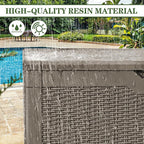 Greesum 100 Gallon Resin Deck Box Large Outdoor Storage, Imitation Rattan Weave Texture for Patio Furniture, Garden Tools, Pool Supplies, Weatherproof and UV Resistant, Lockable, Light Coffee
