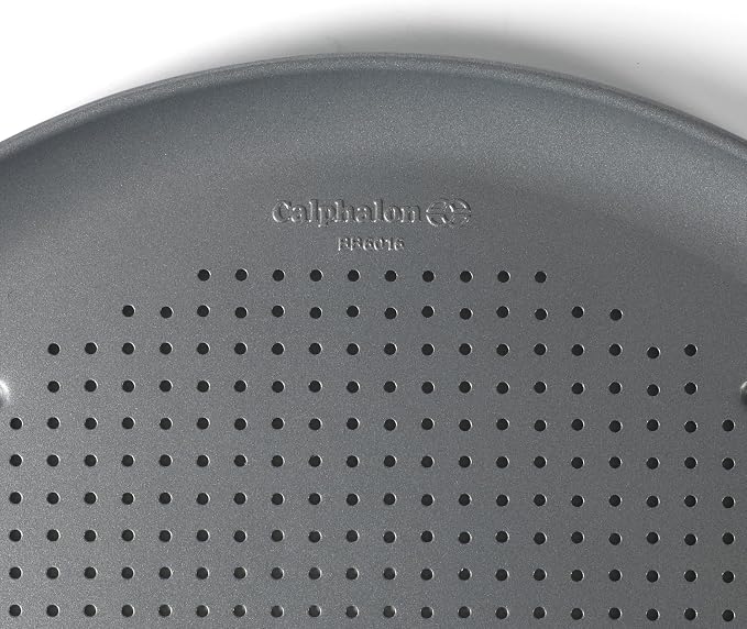 Calphalon Titan Steel Pizza Pan, 16-Inch Nonstick Pizza Pan For Oven, Pizza Baking Tray PFA Free, Heavy Duty Carbon Steel Bakeware for Even Heating, for Crisp Crust, Flatbreads, Baking
