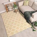 Chicrug Shag Geometric Modern Area Rug for Living Room, 5x7 Feet Large Memory Foam Indoor Carpet, Fluffy Rug for Bedroom Bedside Room Decor for Family Girls Kids Nursery, Beige/White