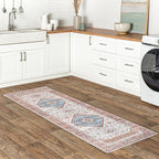 nuLOOM Elowyn Machine Washable Medallion Ultra Thin Runner Rug, 2' 6" x 8', Multi
