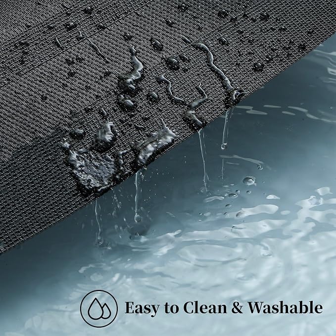 Leetaltree Black Frame Placemats Set of 8 - Heat Resistant Non-Slip Place mats for Dining Table, Washable Durable PVC Vinyl Woven Table Mats（Black Frame, 8）