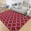 Chicrug Shag Geometric 6x9 Area Rug for Living Room, Large Modern Memory Foam Indoor Carpet, Fluffy Rug for Bedroom Bedside Room Decor for Family Girls Kids Nursery, Wine Red/White