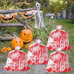 CNhoqc Halloween Lawn Leaf Bags - 16Pcs Halloween Bloody-Themed Thick Plastic Garbage Bags with Twist Ties, Fall Yard Leaf Trash Equiement, Reusable Plastic for Garden Outdoor Decorations Party Favor