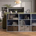 Apexa 3-Tier Cube Storage Organizer Shelves, Stackable Wood Bookcase Fits Cubby Bins for Organization, Dorm Teen Room Decor & Home Office, Steel Blue