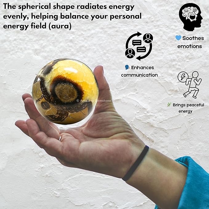 Amazing Gemstone Septarian Crystal Ball with Stand - 2 Inches Crystal Sphere Meditation Balls for Witchcraft and Decorative Balls