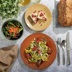 Gibson Elite Capetown Assorted Color Reactive Glaze Round Stoneware Dinnerware, Black, Yellow, Orange, Green, Service for Four (12pcs)