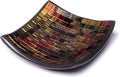 Red Co. Glass Mosaic Ceramic Catch-All Tray, Decorative Accent and Centerpiece Plate - Squared 6 inches