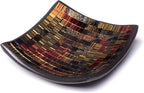Red Co. Glass Mosaic Ceramic Catch-All Tray, Decorative Accent and Centerpiece Plate - Squared 6 inches