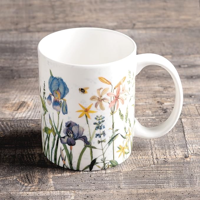 Maison d' Hermine Coffee Mug with Handles Tea Cups (12 Ounce, Pack of 1) | Fine Bone China Coffee Mugs for Hot Beverages Cappuccino Latte Home Restaurant Hotel Spring Summer -Fleurs De Mai - Floral