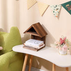 Floating Bedside Wood Bookshelf, Triangle Book Page Holder, Wooden Simple Bookcase for Bedroom Nightstand Library Office or Wall Decor Storage (Brown