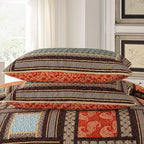 NEWLAKE Cotton Patchwork Bedspread, 3-Piece Bedding Quilt Set with Real Stitched Embroidery, Reversible Matelasse Bed Coverlet Set,Bohemian Farmhouse,King Size