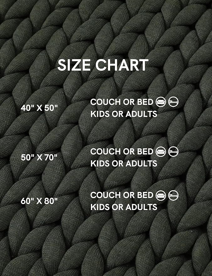 YnM Chunky Throw Blanket, Medium-Weight, Hand Knitted, Skin Friendly, Ventilated and Breathable, Machine Washable, Home Décor Piece for Couch, Sofa and Bed (Olive, 40x50 Inch)