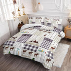 Datura home Happy Camper Comforter Set Rustic Lodge and Camper Deer Printed Quilt Bedding Set with 1 Comforter and 2 Pillowcases for Boys and Girls Bedroom All Season(Camper Full)