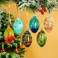 Set of 6 Hand Blown Glass Egg Ornaments Hanging Gazing Ball Witches Ball Friendship Decor for Home Outdoor Wedding Party Christmas Tree