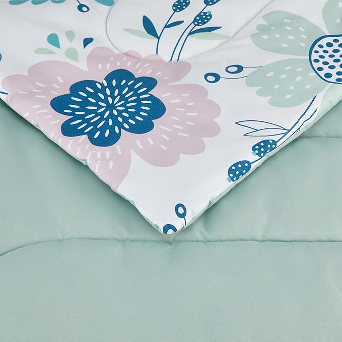 Amazon Basics 5 Piece Microfiber Kid's Bed-in-a-Bag Bedding Set, Toddler, Floral