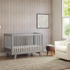 Babyletto Hudson 3-in-1 Convertible Crib with Toddler Bed Conversion Kit in Grey, Greenguard Gold Certified