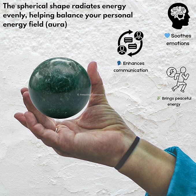 Amazing Gemstone Moss Agate Crystal Ball with Stand - 2" Inches Crystal Sphere Meditation Balls for Witchcraft and Decorative Balls