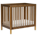 babyletto Gelato 4-in-1 Convertible Mini Crib in Natural Walnut and Brushed Gold Feet, Greenguard Gold Certified