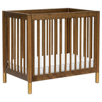 babyletto Gelato 4-in-1 Convertible Mini Crib in Natural Walnut and Brushed Gold Feet, Greenguard Gold Certified