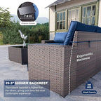 Kullavik 12PCS Outdoor Patio Furniture Set PE Wicker Rattan Sectional Sofa Patio Conversation Sets,Navy blue