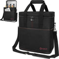 opux 6 Bottle Carrier Tote | Insulated Padded Wine Cooler Bag for Travel. Picnic, BYOB | Portable Leakproof Wine Tote Bag for Dinner, Party, Christmas, Wine Gift for Women, Men (Black)
