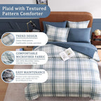 Blue Twin XL Comforter Set, Plaid Twin Comforter Set for Boys & Girls,Classic Homestead-style Twin Bed Set with Sheets and Comforter Set