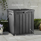 YITAHOME Deck Box, 51 Gallon Weatherproof Outdoor Storage Container for Patio Cushions, Pool Supplies, Garden Tools, Lockable Lid and Side Handles, Black