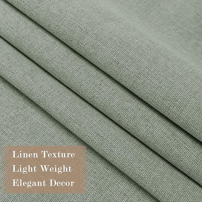 100% Blackout Linen Textured Drapes for Bedroom Pinch Pleated Curtains for Track System Portable Drapery for Sliding Glass Door/Storage/Space Room Divider, 70" Wx96 L, 1 PC, Fog Green