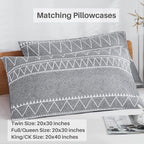 Boho Grey Stirped Comforter Set Twin for Kids Adult, 2 PCS Reversible Bedding Set Gray Comforter with 1 Pillow Sham, Lightweight Breathable for All Seasons(Twin,66x90inches)