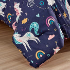 for Kids Unicorn Magic 4-Piece Comforter Set - Beautiful Motif Design Bedding Set with Embrodery Print