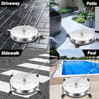 16.5" Pressure Washer Surface Cleaner with 4 Wheels - Stainless Steel Surface Cleaner for Pressure Washer Attachment for Concrete, Driveway, Patio, Sidewalk, Deck and Daily Washing - PWS16.5
