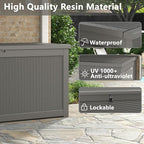 260 Gallon Resin Deck Box, Large Indoor and Outdoor Storage Box, Weatherproof and UV Resistant Outdoor Storage Box with Built-in Steel Beams for Patio Cushions, Pool Supplies