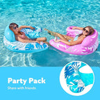 SLOOSH Inflatable Pool Floats Adult,2 Pack Pool Chairs with Cup Holders,Blow up Floats Chair,Hammock Noodle Mat for Relaxing Summer Water Fun Swimming Party Beach