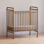 NAMESAKE Abigail 3-in-1 Convertible Mini Metal Crib in Vintage Gold, Greenguard Gold Certified