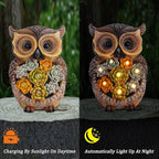 FORUP Owl Garden Statue, Resin Owl Figurine Garden Lawn Ornaments with Solar LED Lights for Outdoor Yard Garden Decorations