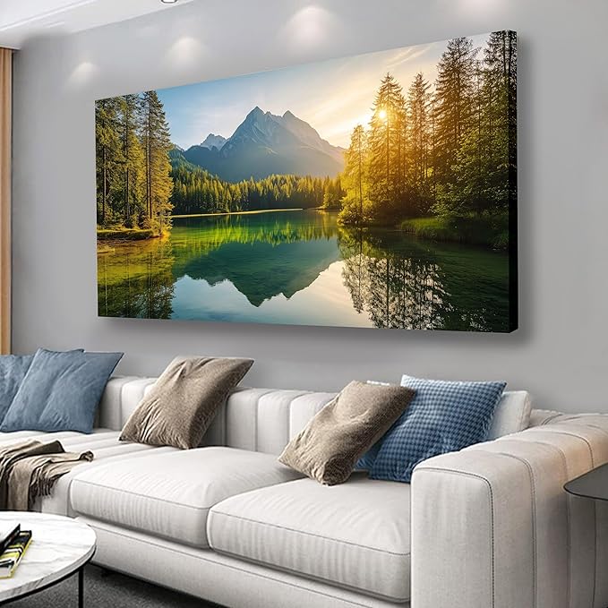 Yuaxker Tree of Life Wall Art Green and Yellow Wall Decor Modern Landscape Posters Artwork for Living Room Bedroom Dining Room Office Home Decor 24x48inch