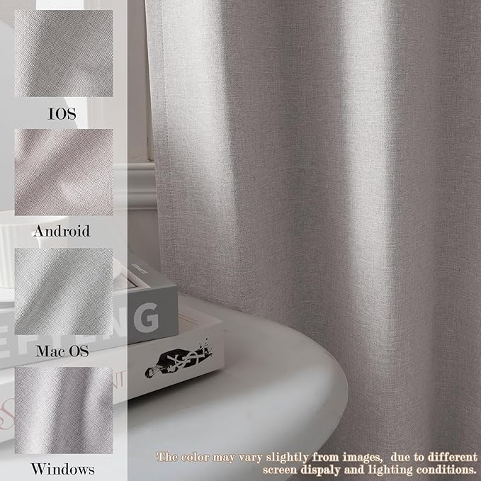 100" W x 84" L Faux Linen Room Divider Curtains, Full Blackout Pinch Pleated Drapes for Traverse Rod, Bedroom Divider Privacy Drapery with Hooks for Ceiling Track, 1 Panel, Browish Grey