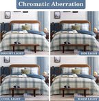 Blue Twin XL Comforter Set, Plaid Twin Comforter Set for Boys & Girls,Classic Homestead-style Twin Bed Set with Sheets and Comforter Set